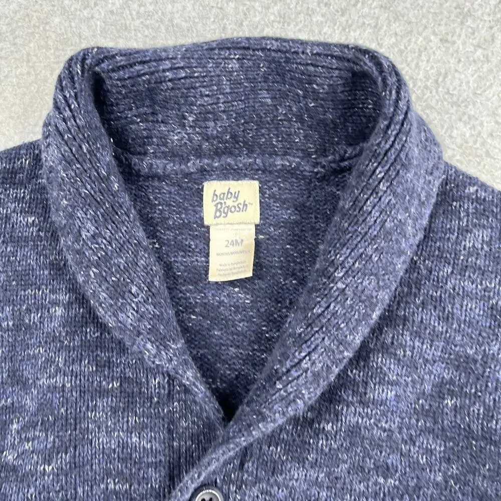Baby B'gosh Knit Sweater Baby Size 24 Months Button Up Navy Blue Heather